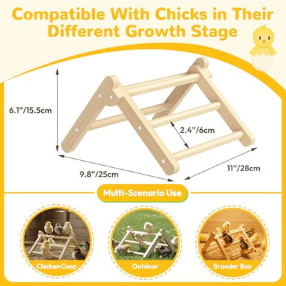 Innoland Chick Perch Foldable, Perch for Chicks Stable & No Assemble, Chick Roosting Perch for Stand Training, 11.02" × 9.84" × 6.10" Baby Chick Toys for Chicken Brooder | Coop (M) - size: 11.02" × 9.84" × 6.10"