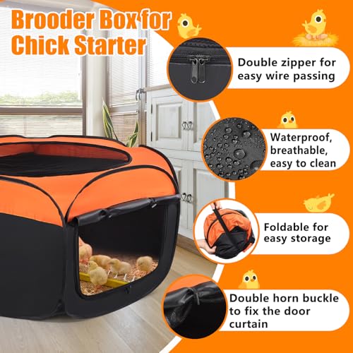Chick Brooder Box, Upgrade Double Door Brooder Box for Chick Starter Kit, Pop-Up Baby Chicken Pen Supplies Brooding Up to 15 Baby Chicks, Duck and Quail - color: Chick Brooder Box