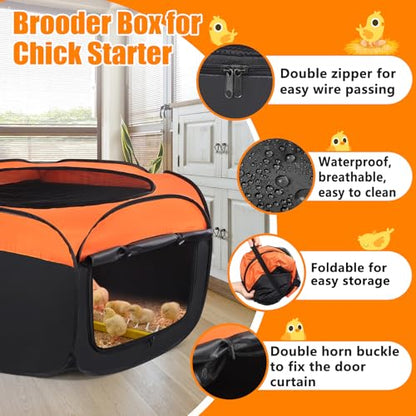 Chick Brooder Box, Upgrade Double Door Brooder Box for Chick Starter Kit, Pop-Up Baby Chicken Pen Supplies Brooding Up to 15 Baby Chicks, Duck and Quail - color: Chick Brooder Box