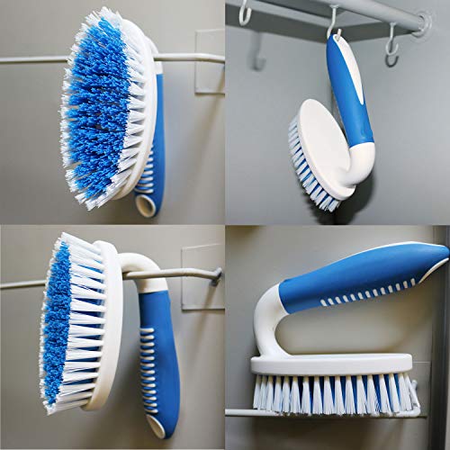 Scrub Brush, 2 Pack Household Cleaning Brushes with Stiff Bristles, Scrubbing Brush for Carpet, Shower, Bathtub, Kitchen, Pool Tile, Bathroom Scrubber, Small - size: Small