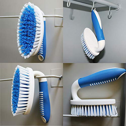 Scrub Brush, 2 Pack Household Cleaning Brushes with Stiff Bristles, Scrubbing Brush for Carpet, Shower, Bathtub, Kitchen, Pool Tile, Bathroom Scrubber, Small - size: Small