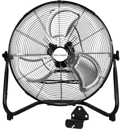BILT HARD 4650 CFM 20" High Velocity Floor Fan, 3-Speed Heavy Duty Metal Fan with Wall-Mounting System, Industrial Shop Fan for Commercial, Garage, and Greenhouse