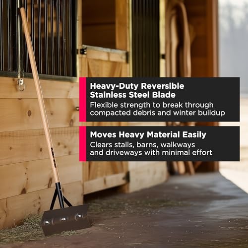 SCENIC ROAD Farm & Ranch Scraper Tool – Heavy Duty Ice Scraper with 24" Steel Blade & 58" Long Handle Floor Scraper – Steel Scraper for Driveway Ice, Barn, Paint or Wood – Made in USA (Model SRSS24) - size: 24-inch Stainless Steel