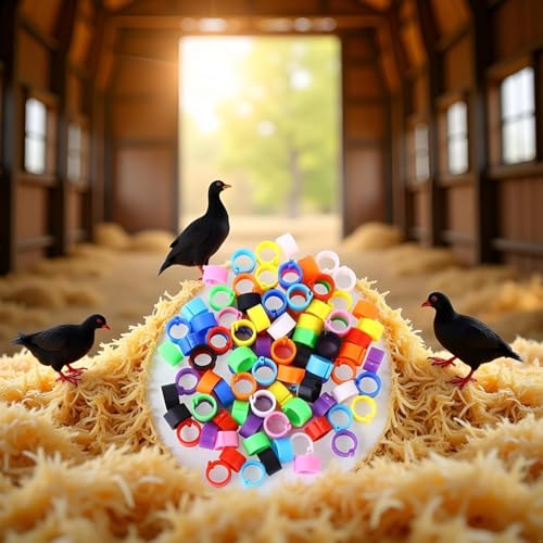 100 Pcs Multicolor 8mm Poultry Leg Rings, 10 Colors Foot Bird Identification Leg Bands Clip-on Rings for Birds, Ducks and Chickens, Poultry Habitat Supplies