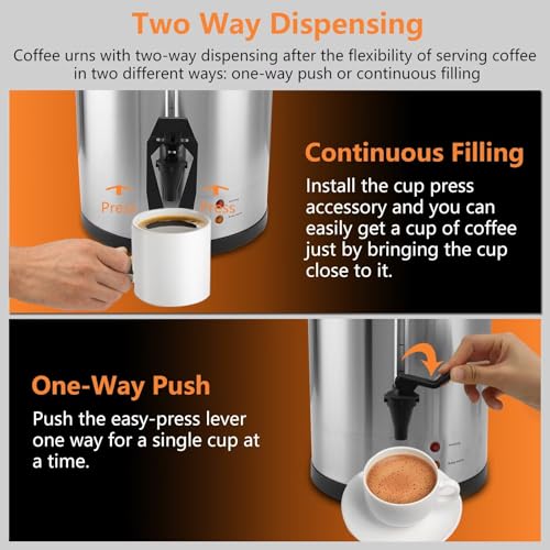 45 Cup 8L/2.11Gallon Commercial Coffee Urn, Festa Essential 950W Large Percolate Coffee Maker, Hot Beverage dispenser With Double Dripless Faucet,Quick-Brewing Hot Water Urn for Catering,Home,Events - size: 8L-45Cups