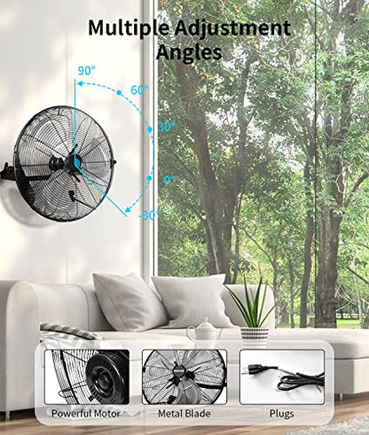BEESTAR 20 inch High Velocity Wall Mount Fan,Industrial Fan with 3 Speed Commercial Ventilation,Easy Operation and 270 Degree Tilting,Metal Fan for Warehouse,Greenhouse, Workshop and Basement - style: 20 INCH