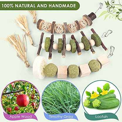Bissap 3PCS Bunny Chew Toys, Natural Hanging Rabbit Chew Toy Treats for Guinea Pigs Hamsters Gerbils Chinchilla and Other Small Pets for Teeth Grinding - size: 3 PCS