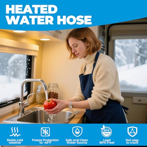 100FT Heated Water Hose for Rv,Heated Water Hose Antifreeze to -45°F,Great Rv Accessories for Campers,Livestock,Agriculture,Lead and BPA Free - size: 100FT
