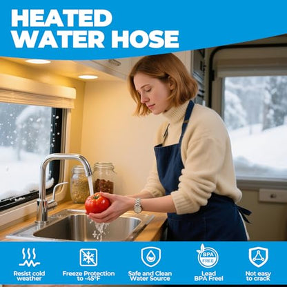 50FT Heated Water Hose for Rv,Heated Water Hose Antifreeze to -45°F,Great Rv Accessories for Campers,Livestock,Agriculture,Lead and BPA Free - size: 50FT