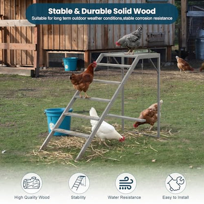 Chicken Coop, Chicken Perches with Swing, Chicken Roosting Bars, Chicken Activity Play Toys, Wooden Chicken Ladder for Pet's Healthy & Happy, Suitable for Backyard Farm