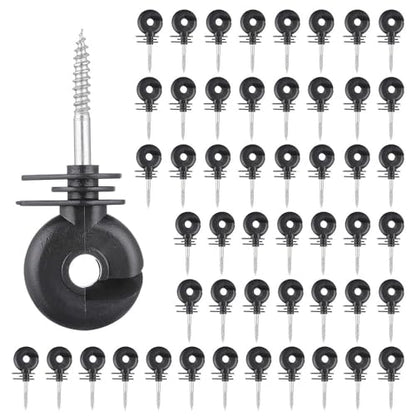 50 Pack Electric Fence Insulators, Screw in Wood Post Ring Insulator for Tape, Rope, Wire