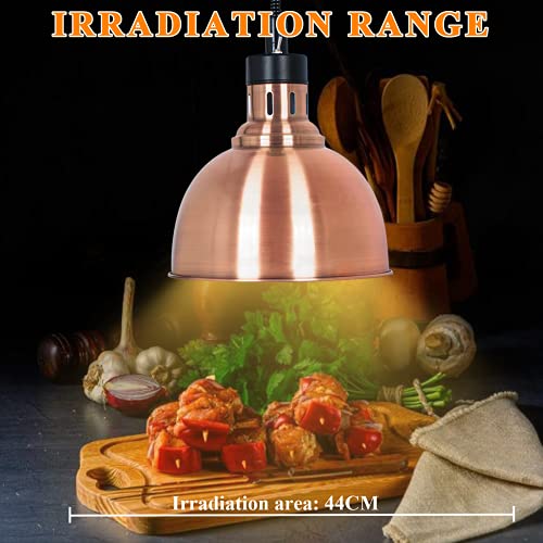 JIAWANSHUN Commercial Food Warmer Lamp with 250W Bulb Retractable Hanging Food Heat Heating Lamp for Restaurant Service Warming Pizza Warmer - color: Champagne