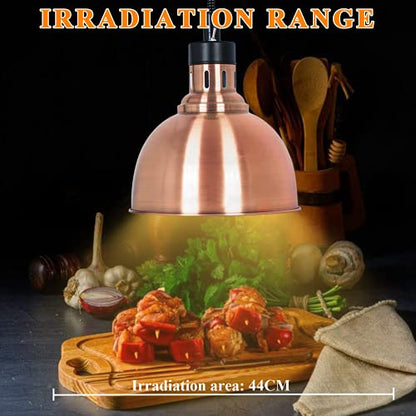 JIAWANSHUN Commercial Food Warmer Lamp with 250W Bulb Retractable Hanging Food Heat Heating Lamp for Restaurant Service Warming Pizza Warmer - color: Champagne
