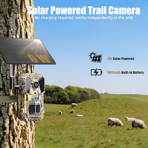 2025 Upgraded Game Camera with Built-in ESIM Card,Solar Powered Trail Cam with Night Vision Motion Activated Waterproof, 2K HD Live Feed Trailcam, Wildlife Camera, Deer Camera - color: A30