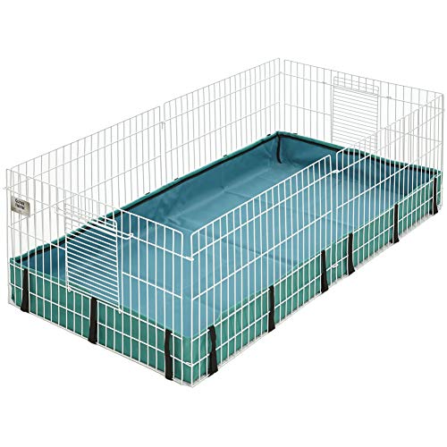 MidWest Homes for Pets Guinea Habitat Cage, Washable PVC Canvas Bottom, Secure Sides, Tool-Free Setup, Expandable Small Animal Cage for Guinea Pigs, 171GH - color: White/ Teal, size: 47.0"L x 24.0"W x 14.0"H