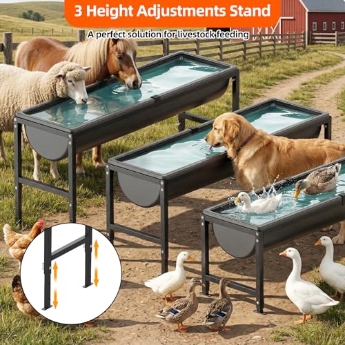 Animal Waterer 11 Gallon, Livestock Water Trough with Adjustable Stand, Easy to Assemble and Carry, Feeding Goat, Sheep, Horse, Dog in Farm - size: 1 PC