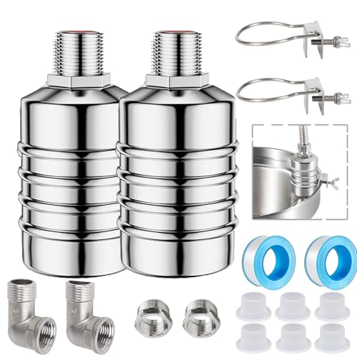 Auto Water Level Control Float Valve 1/2" 3/4" - 304 Stainless Steel, No Pump Needed for Water Tanks, Fish Ponds, Livestock Troughs, Hydroponics, Pool(2 Pack Short) - color: 2 Pack, size: Short