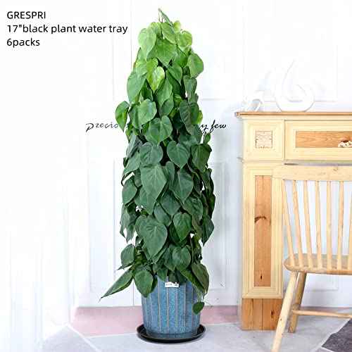 18 Inch Black Plant Saucer for Indoors, 6 Packs Large Plant Trays 16 inches in Base, Heavy-Duty Pot Containers 10 Gallon Grow Bag Saucer for Outdoors.