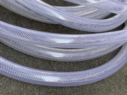 1/2" ID x 3/4" OD - 25Ft Clear Braided Plastic Vinyl Tubing PVC Flexible Vinyl Tube Heavy Duty UV Chemical Resistant Hose Water - size: 25 ft, style: 1/2" ID x 3/4" OD