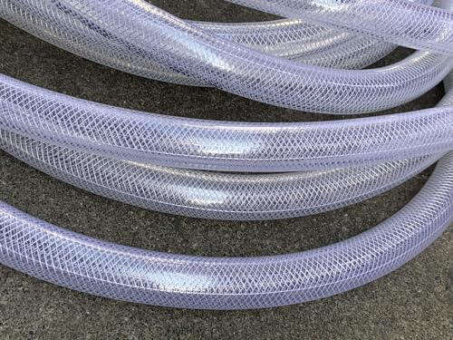 3/4" ID x 1" OD - 100Ft High Pressure Braided Clear PVC Vinyl Tubing Flexible Tube Heavy Duty Reinforced Hose Tubing - size: 100 ft, style: 3/4" ID x 1" OD