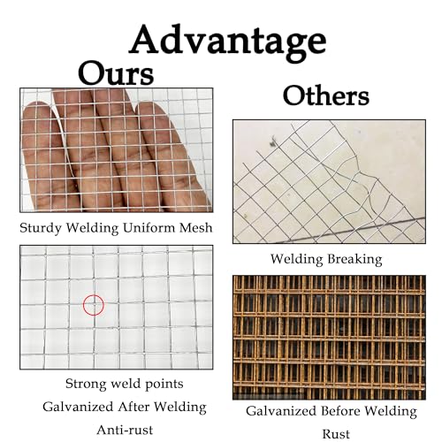 Hardware Cloth 1/4 inch 4INx10FT Galvanized After Welding 23 Gauge,Chicken Wire Mesh Screen Fence, Heavy Duty Wire Mesh Roll for Chicken Pen/Coop Fences, Garden Fences,Poultry Netting Cage