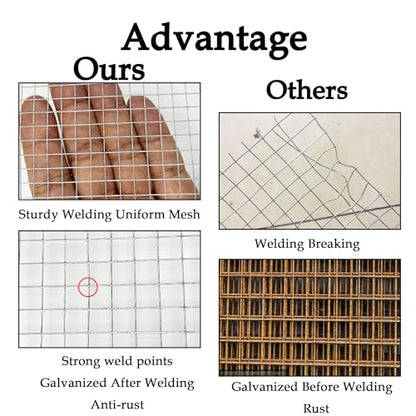 Hardware Cloth 1/4 inch 16inx10ft Galvanized After Welding 23 Gauge,Wire Cloth Wire Mesh Roll Chicken Wire Fence Mesh Roll for Chicken Pen/Coop Fences, Garden Fences,Screen Mesh,Poultry Netting Cage