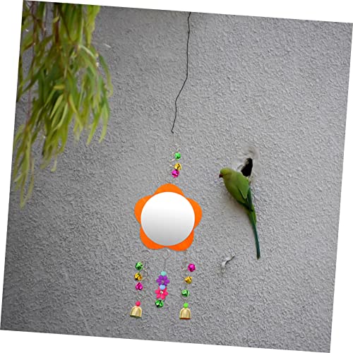 YARNOW 1pc Bird Mirror with Bells Hanging Toy for Chickens and Parrots Fun Pet Cage Accessory for Farm Garden and Home Use