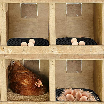 Skimzy Chicken Nesting Box Pads, 12 x 12 in Washable Reusable Nest Box Liners, 6-Pack, Breathable Drainage Design, Black