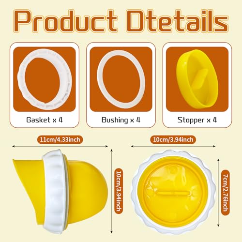 DIY Chicken Feeders 4 Ports Yellow No Waste | Automatic Rain Proof, Poultry Feeder Kit, Includes 1 Hole Saw, for Buckets Barrels Bins Troughs - color: Yellow