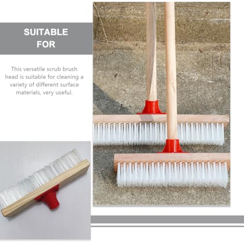 Housoutil Hard Bristle Floor Scrub Brush with Long Handle, Sturdy Nylon Patio Cleaning Brush for Outdoor Deck, Bathroom, and Carpet Stain Removal, 40cm Stiff Bristle Scrubber for Heavy-Duty