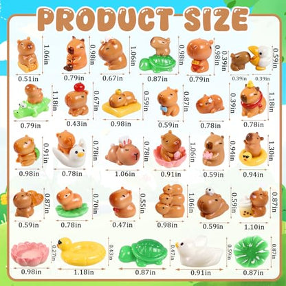 33 Pcs Mini Capybara Figurines 25 Style Adorable Resin Capybaras Miniatures Mini Capybara Cake Toppers Set for DIY Fairy Garden Car Dashboard Moss Landscape Home House Birthday Party Decor - style: 33Pcs-Capybara