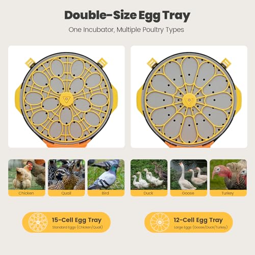 Incubators for Hatching Eggs -15-Egg Automatic Egg Chick Incubator with 5 Smart Preset Modes and Egg Turning, Temperature & Humidity Control Incubator for Goose Duck Children's Day Gift