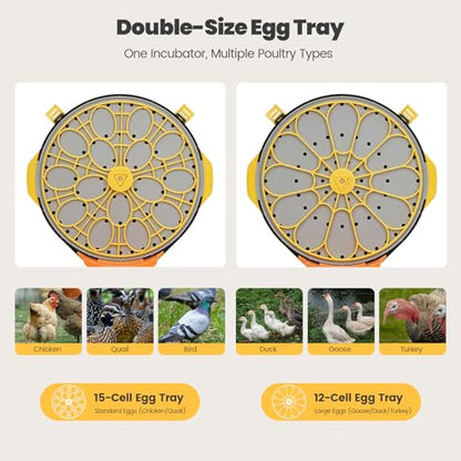 Incubators for Hatching Eggs -15-Egg Automatic Egg Chick Incubator with 5 Smart Preset Modes and Egg Turning, Temperature & Humidity Control Incubator for Goose Duck Children's Day Gift