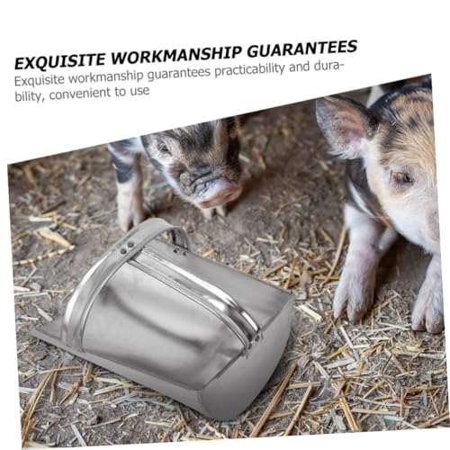 Mikikit 2pcs Practical Iron Scoop for Livestock Farm Use Ergonomic Handle Lightweight Portable Feeding Shovel for Poultry and Animal Easy to Clean