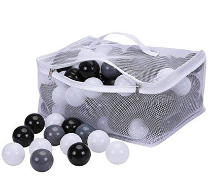 Colorful 100pcs Ball Pit Balls 2.2-inch Plastic Ocean Ball Crush Proof Stress Balls for Kids Pool Ball Playhouse Pit Accessories - color: Black, Grey, White