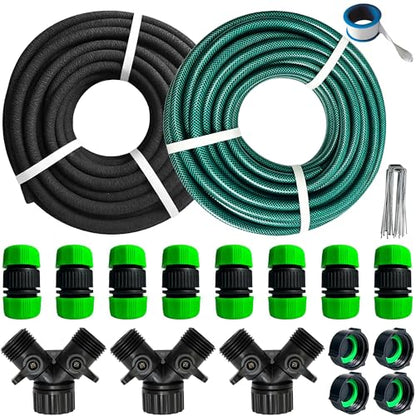 AMRITA Soaker Hose for Garden 60ft,PVC Garden Hose 50ft, 1/2" Drip Hose Linkable Consistent Irrigation Hose Save 70% Water, Heavy Duty Round Soaker Hose for Garden Bed Foundation.(1/2-60ft+50ft) - color: 1/2"(60FT)+(50FT) PVC
