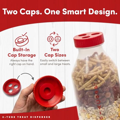 RentACoop Chicken Treat Dispenser – Multi-Treat Enrichment Toy and Boredom Buster for Chickens, Easy Top-Fill, Wall-Mounted Chicken Coop Accessory - Indoor/Outdoor - size: Small Clear Tubes