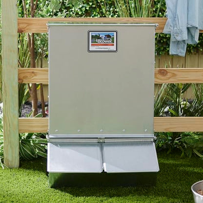Brower 2 Door Heavy Duty Galvanized Steel Alloy Supplement Outdoor Hog Feeder with Free Acting Doors for 8 Full Grown Hogs and Pigs