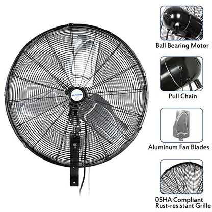 BILT HARD 6500 CFM 24in. High Velocity Industrial Wall Mounted Fan, 3-Speed Oscillating Heavy Duty Air Circulator for Commercial Use, Garage, Warehouse, Factory and Jobsite, 2 Pack - size: 24 in.