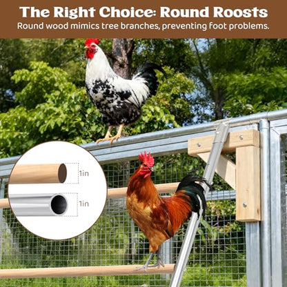 Large Chicken Roosting Bars, 55 Inch Chicken Perch for Coop with Metal Frame, Sturdy Roosting Ladder for Hens, Chicken Coop Accessories and Toys for Backyard Poultry, Easy to Clean - size: 55" L x 40" W