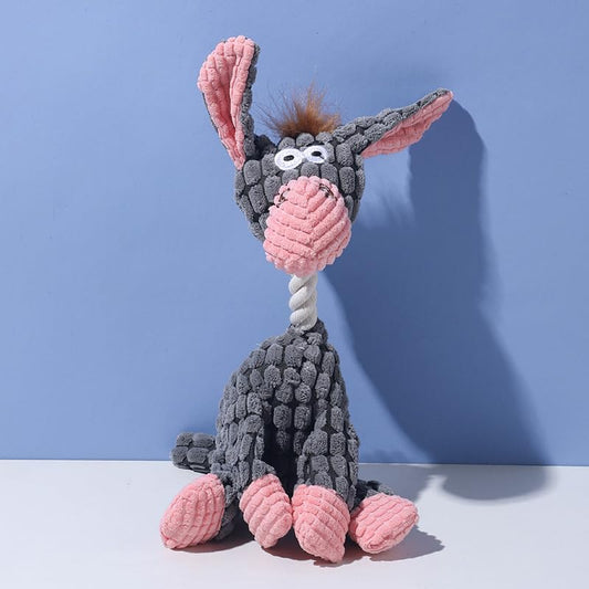 Pet Bite Resistant Teeth Grinding Pet Plush Toy Interactive Dog Toy - color: gray donkey