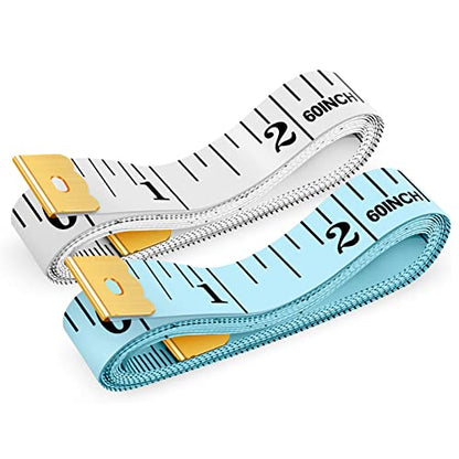 Tape Measure, iBayam Soft Ruler 60-Inch Double-Sided Measuring Tape or Body Weight Loss Fabric Sewing Tailor Cloth Vinyl Measurement Craft Supplies, 2-Pack White, Blue - color: White, Blue