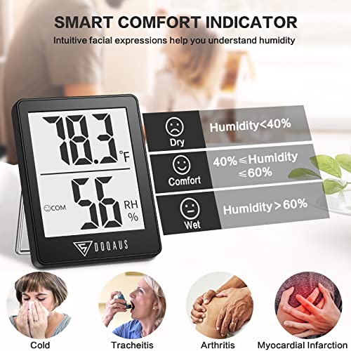 DOQAUS Digital Hygrometer Indoor Thermometer Humidity Meter Room Thermometer with 5s Fast Refresh Accurate Temperature Humidity Monitor for Home, Bedroom, Baby Room, Office, Greenhouse, Cellar (Black) - color: Black