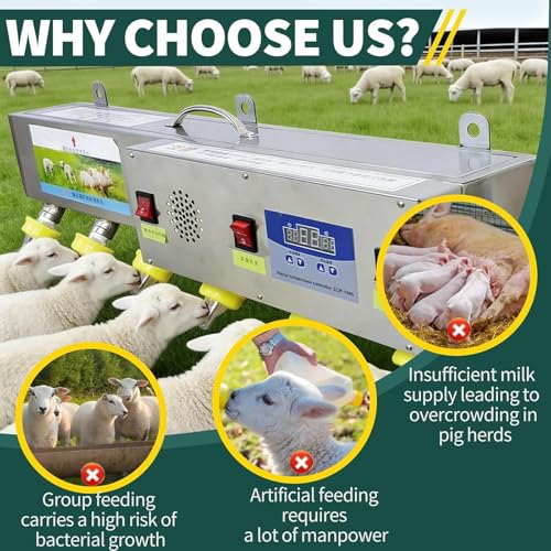 Automatic Stainless Steel Piglet Feeder - 6-Nipple Universal Suckling Machine with Sound Simulation & Constant Temperature for Healthy Lambs and Growing Piglets