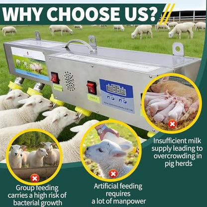 Automatic Stainless Steel Piglet Feeder - 6-Nipple Universal Suckling Machine with Sound Simulation & Constant Temperature for Healthy Lambs and Growing Piglets