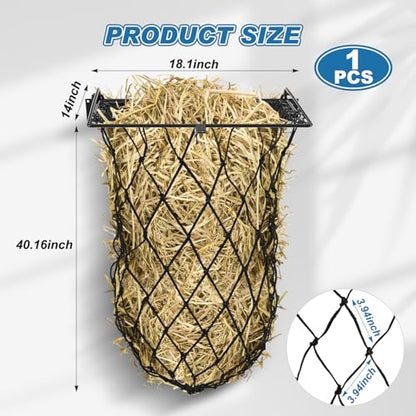 Yaocom 4 Set Black Wall Mount Hay Feeder for Horses Goats Heavy Duty Hay Rack with Net Slow Feeder Wall Mounted for Stall Barn, Easy to Install and Save Hays (Square) - color: Black