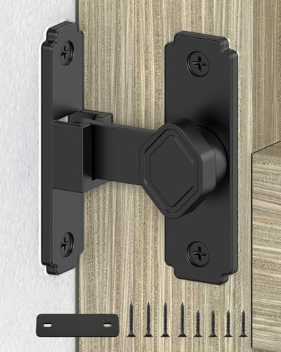 90 Degree Barn Door Lock, Small Sliding Barn Door Latches, Rust-Proof Sliding Gate Latch Lock for Garden, Bathroom, Cabinet, Pet Cage, Window, Shed (Black-1PC) - color: Black-1PC