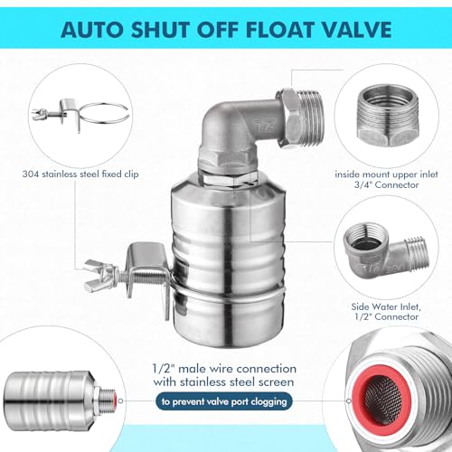 MorningRo 3 Pack Water Float Valve 1/2 to 3/4'' Auto Shut off Water Tank Float Valve 304 Stainless Steel Fully Automatic Level Control for Pool, Livestock Troughs (Classic Style) - style: Classic Style