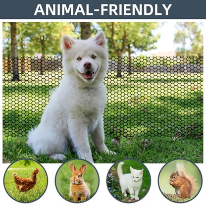 Plastic Wire Mesh Fence, 1.3ft x 50ft /15.7in x 600in Plastic Chicken Wire Fence Mesh Versatile Plastic Fencing Wire Netting Poultry Animal Barrier Fence with 150 Zip Ties for Garden & Farm, Black - color: Black