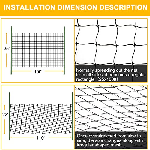BSTPCOO Bird Netting 25'x100' with 2.4" Square Mesh Chicken Coop Nettings, Poultry Netting Heavy Duty Nylon Nettings, Hawk Net for Chicken Run, Deer Fence Garden Fruit Tree Net - size: 25'×100'-2.4''